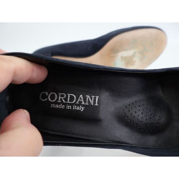Cordani Gracie Pump Women Size 37 6.5 / 7 Blue Suede Slip On Block Heel Career - Picture 8 of 9